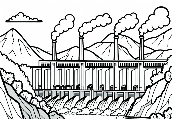 Image à colorier de centrale de stockage Gratuit à télécharger