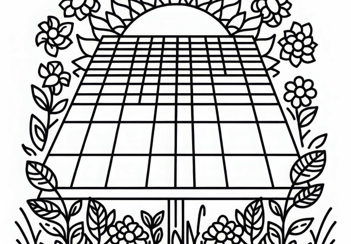 Image à colorier de système photovoltaïque gratuit