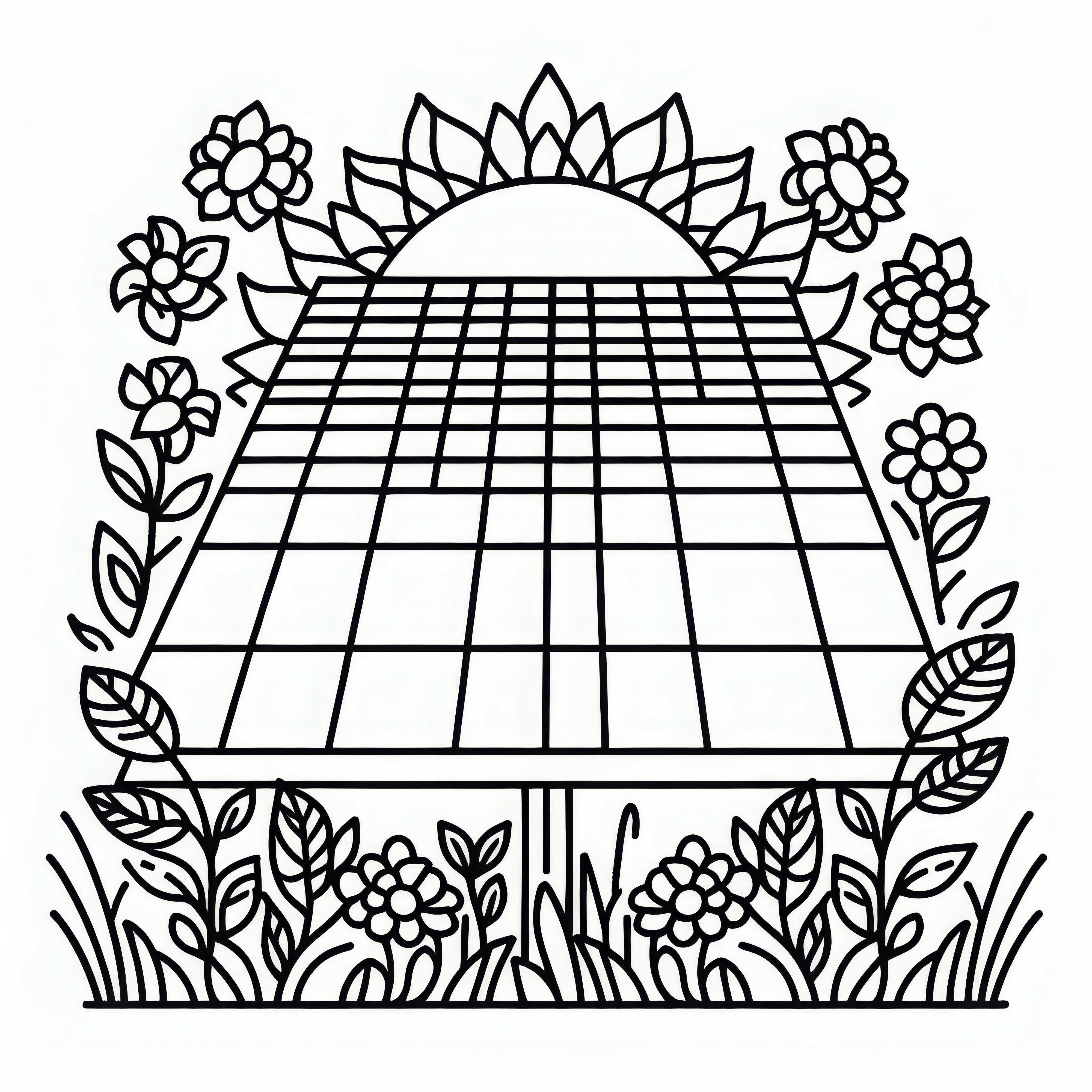 Image à colorier de centrale photovoltaïque gratuit Image à colorier de système photovoltaïque gratuit