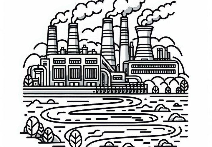 Dessins à colorier de centrale géothermique Téléchargement gratuit