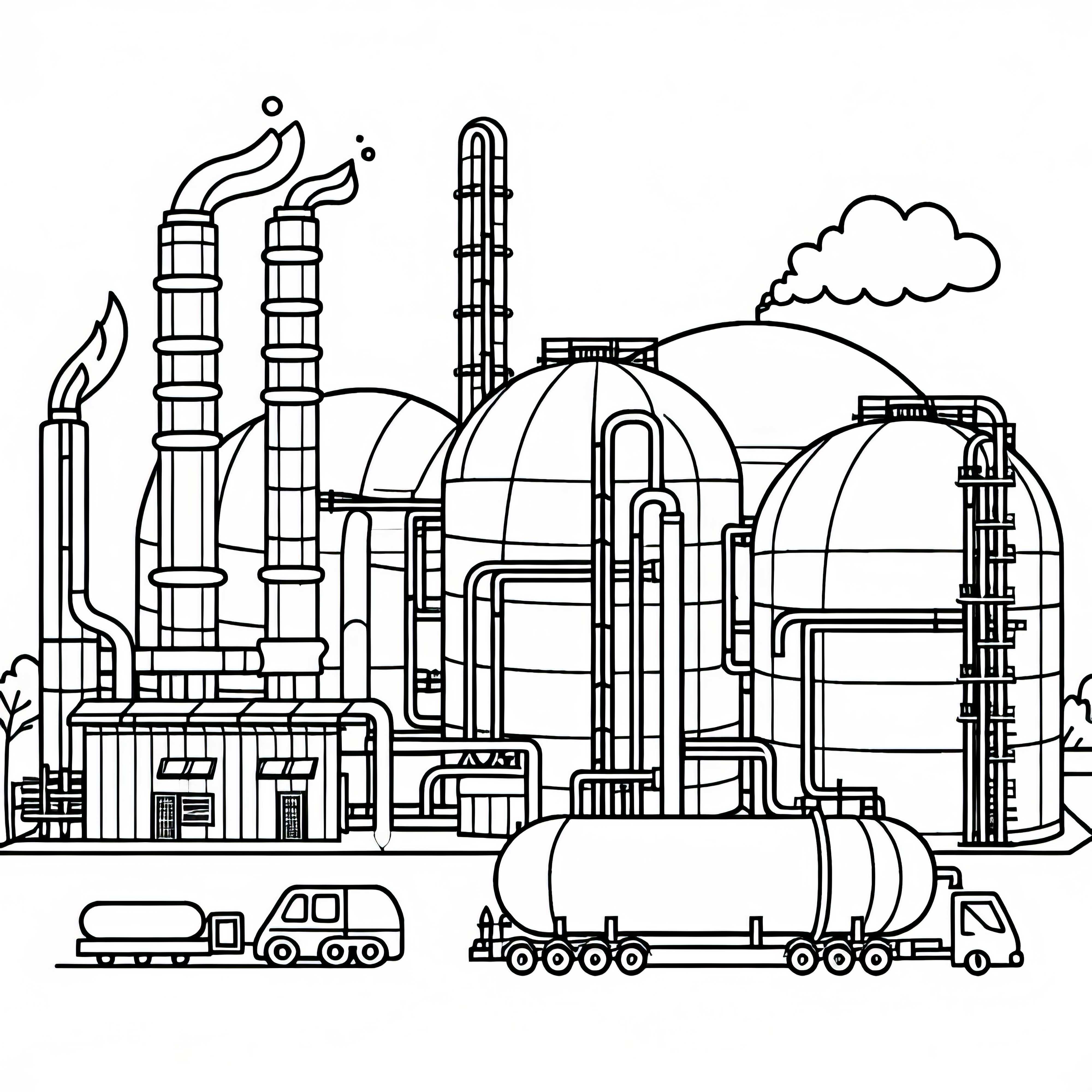 Desenho para colorir de usina de biogás gratuito