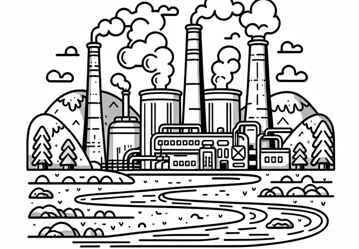 Бесплатная раскраска геотермальной электростанции