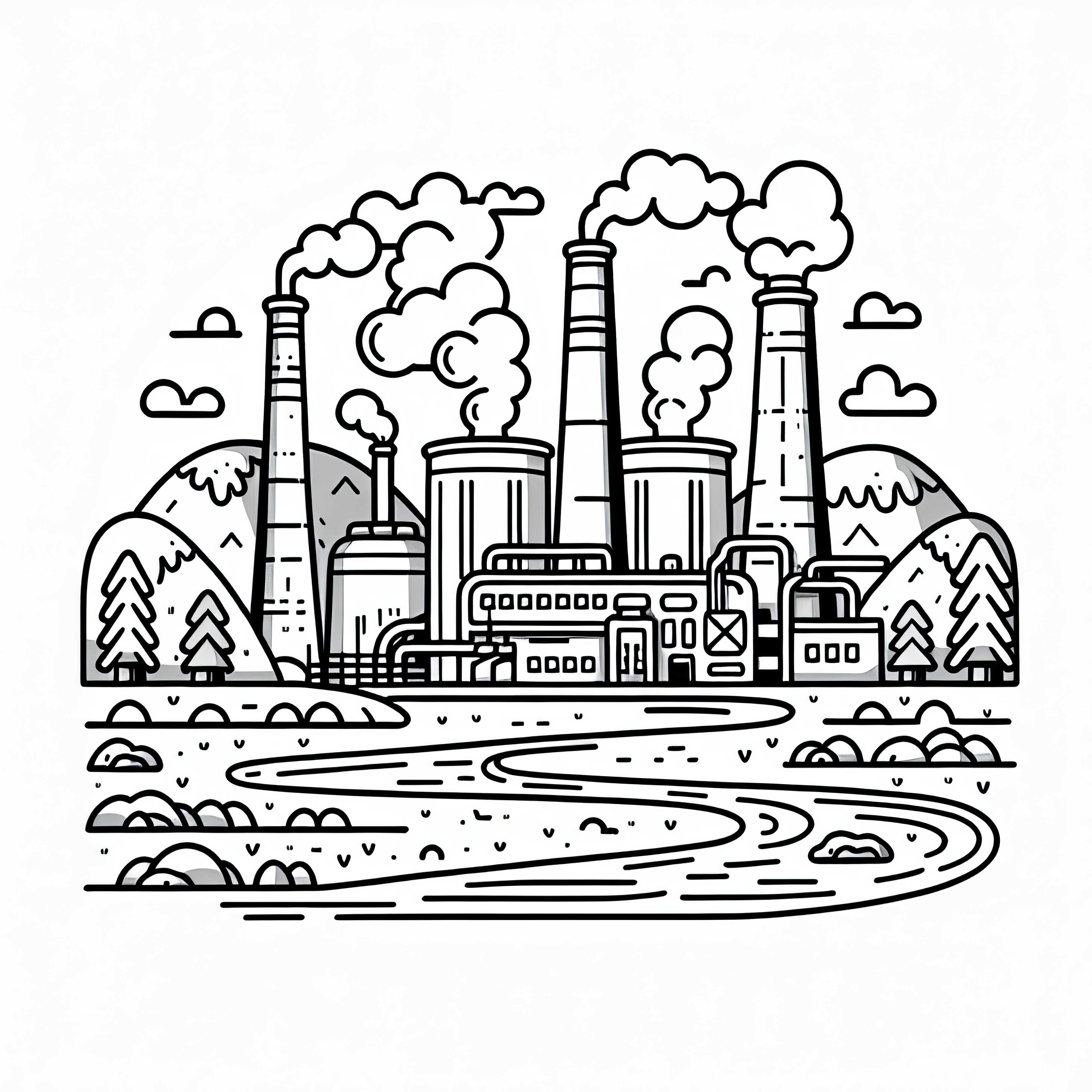 Image à colorier de centrale géothermique gratuite Image de centrale géothermique à colorier gratuit