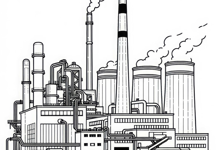 Gratuit modèle de coloriage de centrale de chauffage au bois