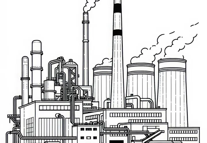 Бесплатная раскраска древесной теплоэлектростанции