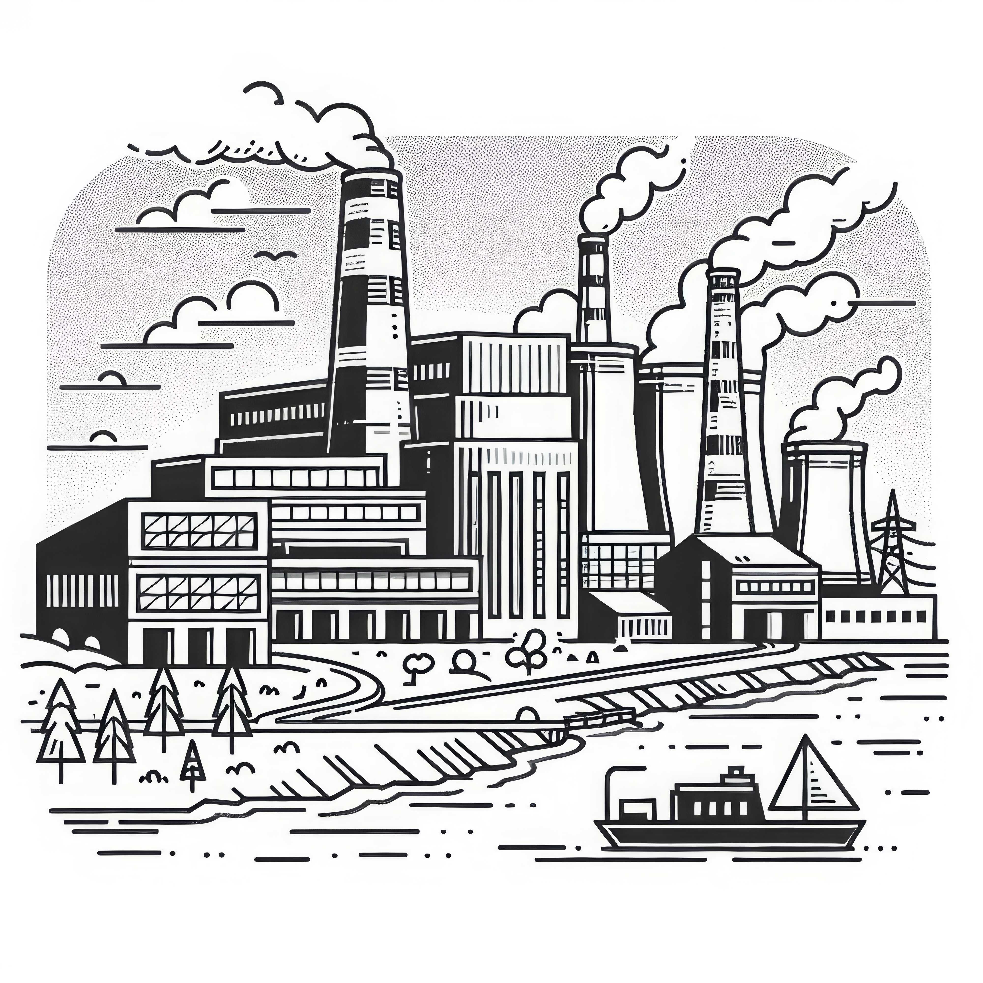 Image à colorier d'une usine d'incinération des déchets - Téléchargement gratuit Image à colorier d'une incinératrice de déchets - Téléchargement gratuit