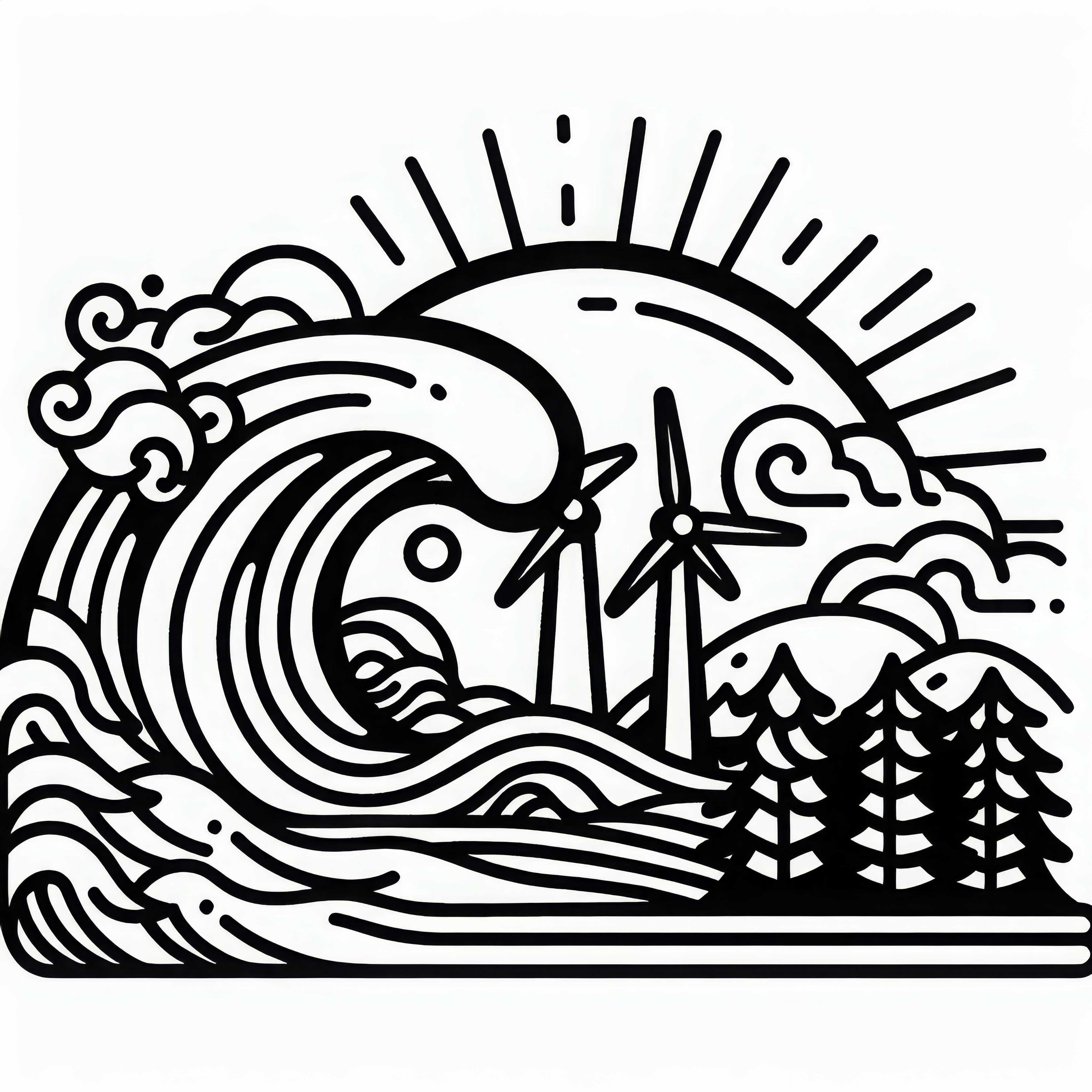 Modèle de coloriage de centrale marémotrice gratuit