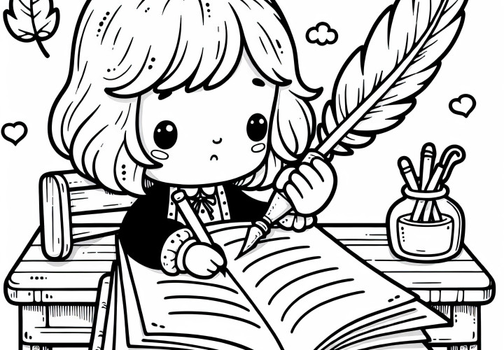 Krāsojamā bilde par rakstīšanas tēmu – Bezmaksas hobija motīvs krāsošanai