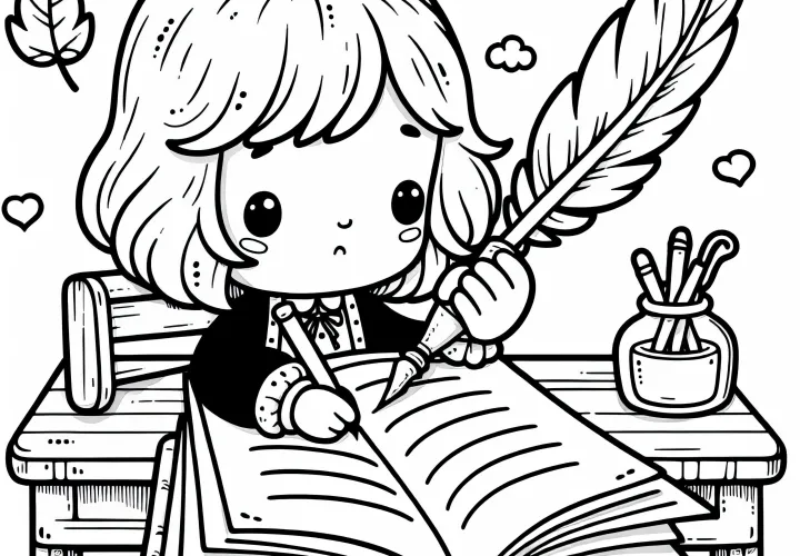 Krāsojamā bilde par rakstīšanas tēmu – Bezmaksas hobija motīvs krāsošanai