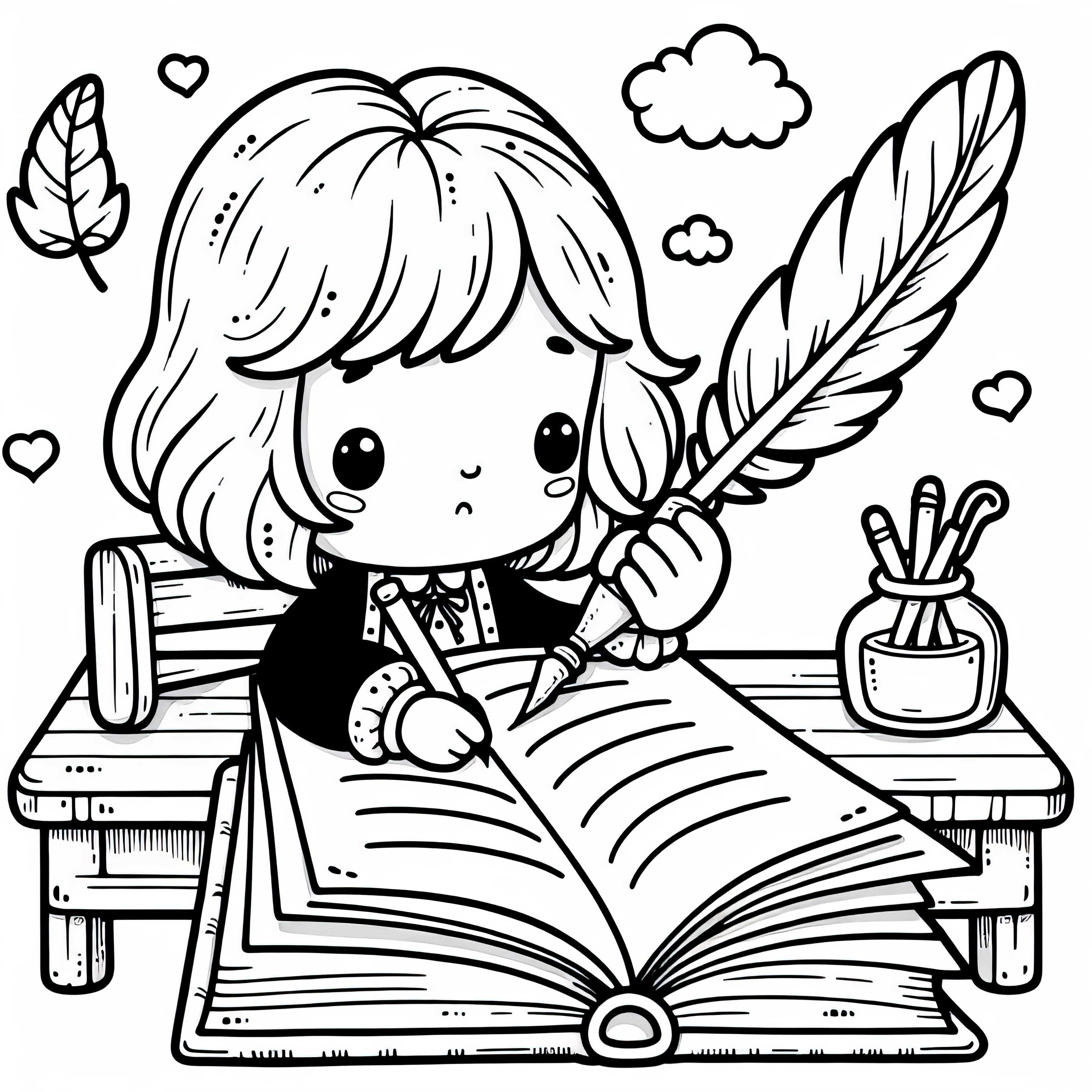 Krāsojamā bilde par rakstīšanas tēmu - Bezmaksas hobija motīvs krāsošanai