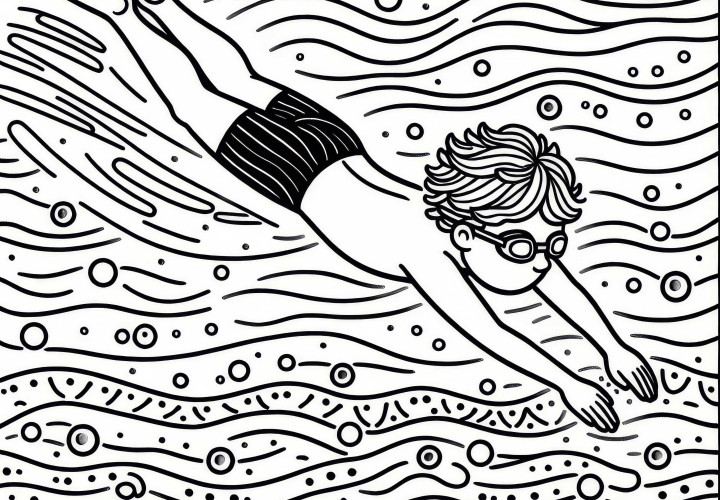 Peldēšanas kolorēšanas veidne tavām hobijām bez maksas lejupielādēt