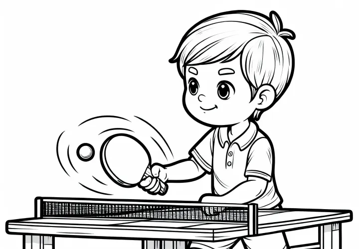 Galda tenisa spēlēšana krāsojamā bilde Tavām hobijām bez maksas