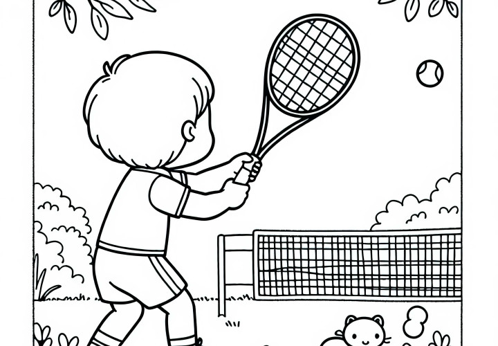 Tenisa spēlēšana krāsojamā bilde hobijiem bez maksas