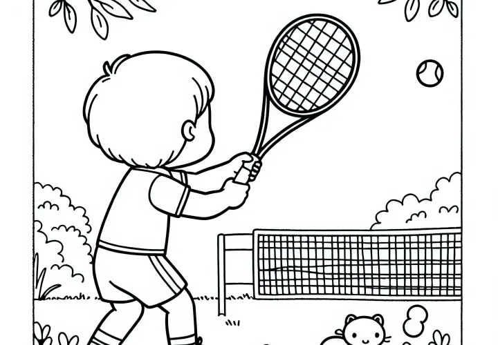 Tenisa spēlēšana krāsojamā bilde hobijiem bez maksas