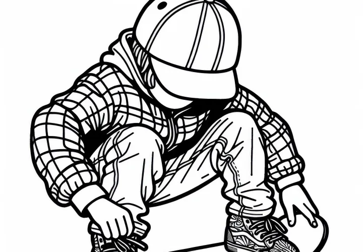 Skateboardu krāsojamā lapa tavām hobijām Bezmaksas lejupielādēt