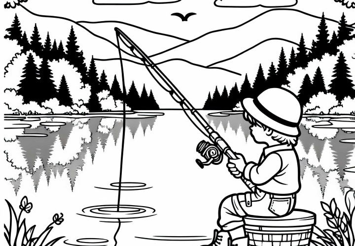 Makšķerēšanas krāsojamā bilde tavām hobijam Bezmaksas lejuplādēt