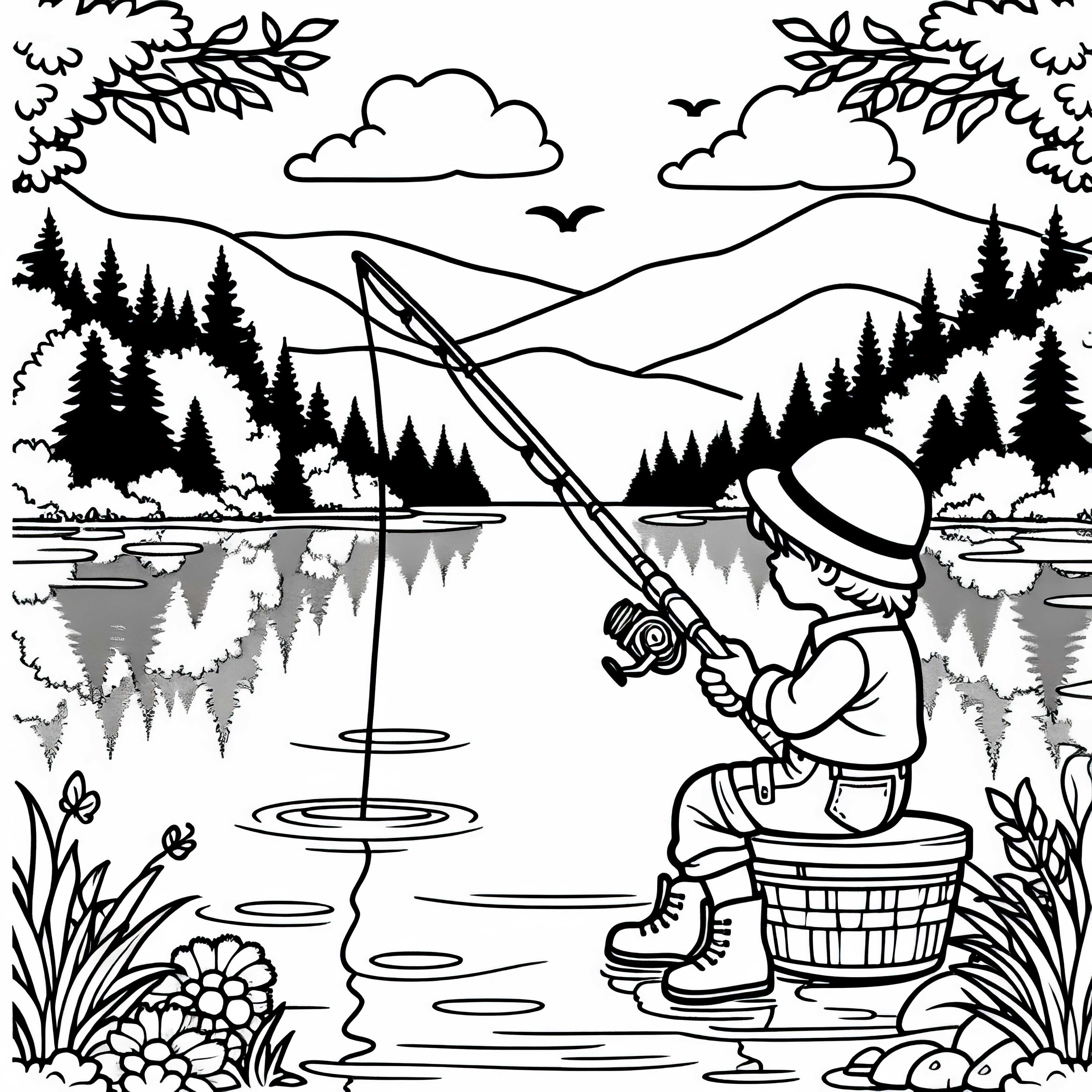 Zvejas krāsojamā bilde tavam hobijam Bezmaksas lejupielāde