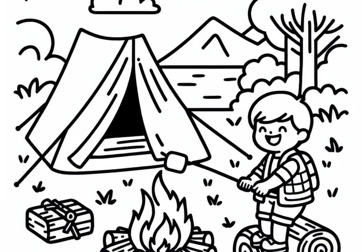 Krāsojamā bilde kempingam un āra hobijiem – Bezmaksas lejupielāde