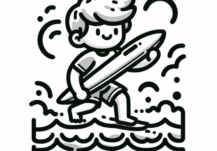 Sērfošana krāsojamā lapa tavām brīvā laika aktivitātēm – Bezmaksas lejupielādei