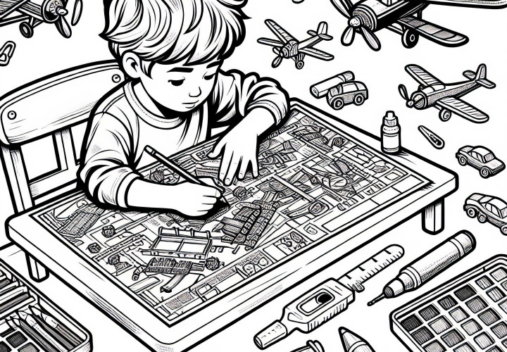 Modeļu būve lidmašīnām un automašīnām krāsojamā lapa tavām hobijam bez maksas