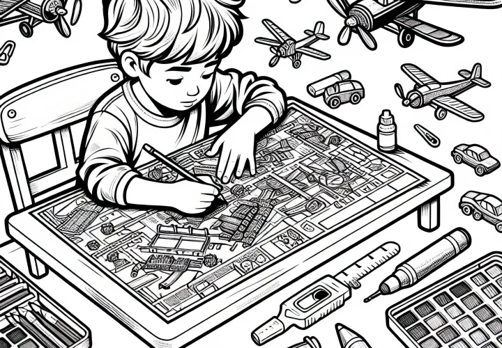 Modeļu būve lidmašīnām un automašīnām krāsojamā lapa tavām hobijam bez maksas