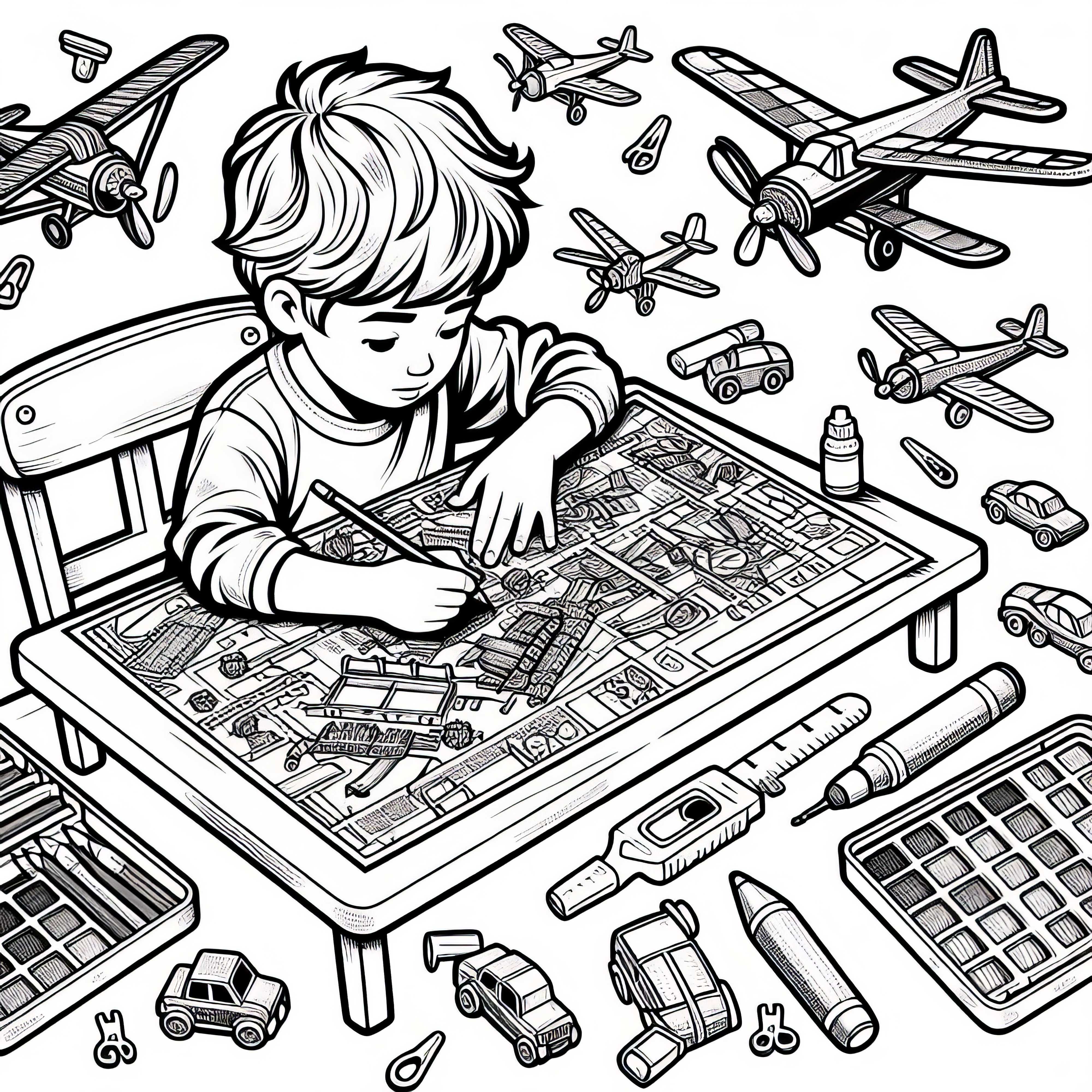 Modeļu būve lidmašīnām un automašīnām krāsojamā lapa tavām hobijām bez maksas