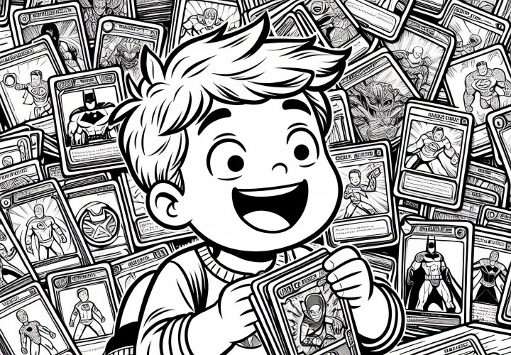 Krāsojamais attēls ar kartēm ar supervaroņiem bezmaksas kolekcijai