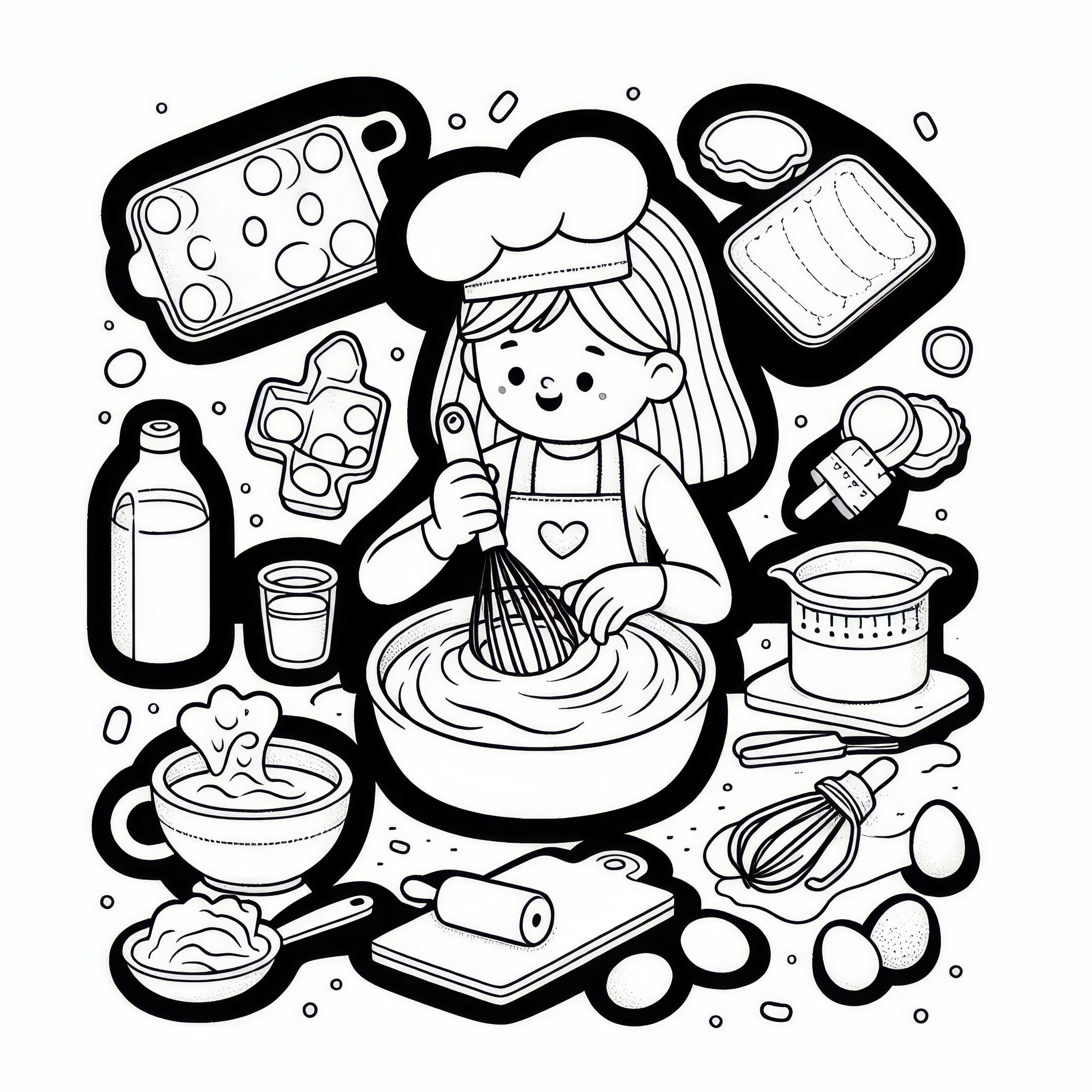 Zīmējums par kūku cepšanu – Bezmaksas veidne tavai radošajai hobijai