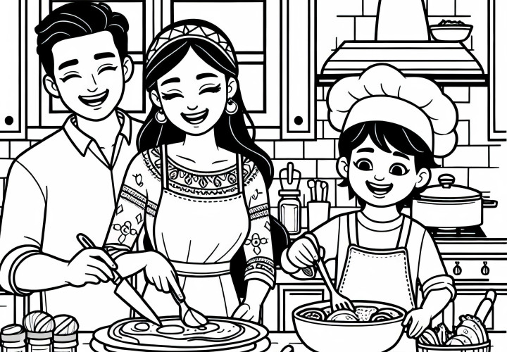 Ģimene Vārot - Krāsojamā bilde hobija faniem Bezmaksas