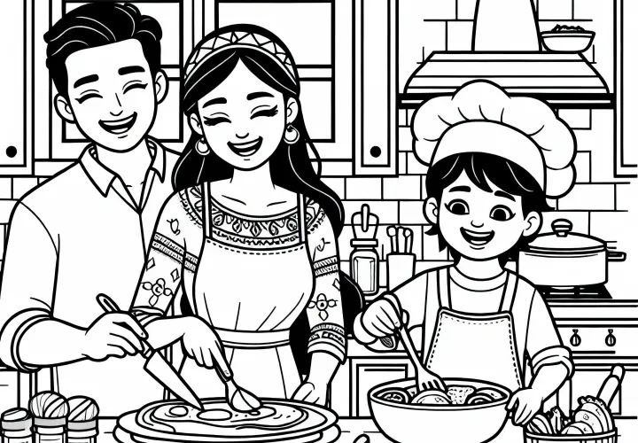 Ģimene Vārot - Krāsojamā bilde hobija faniem Bezmaksas