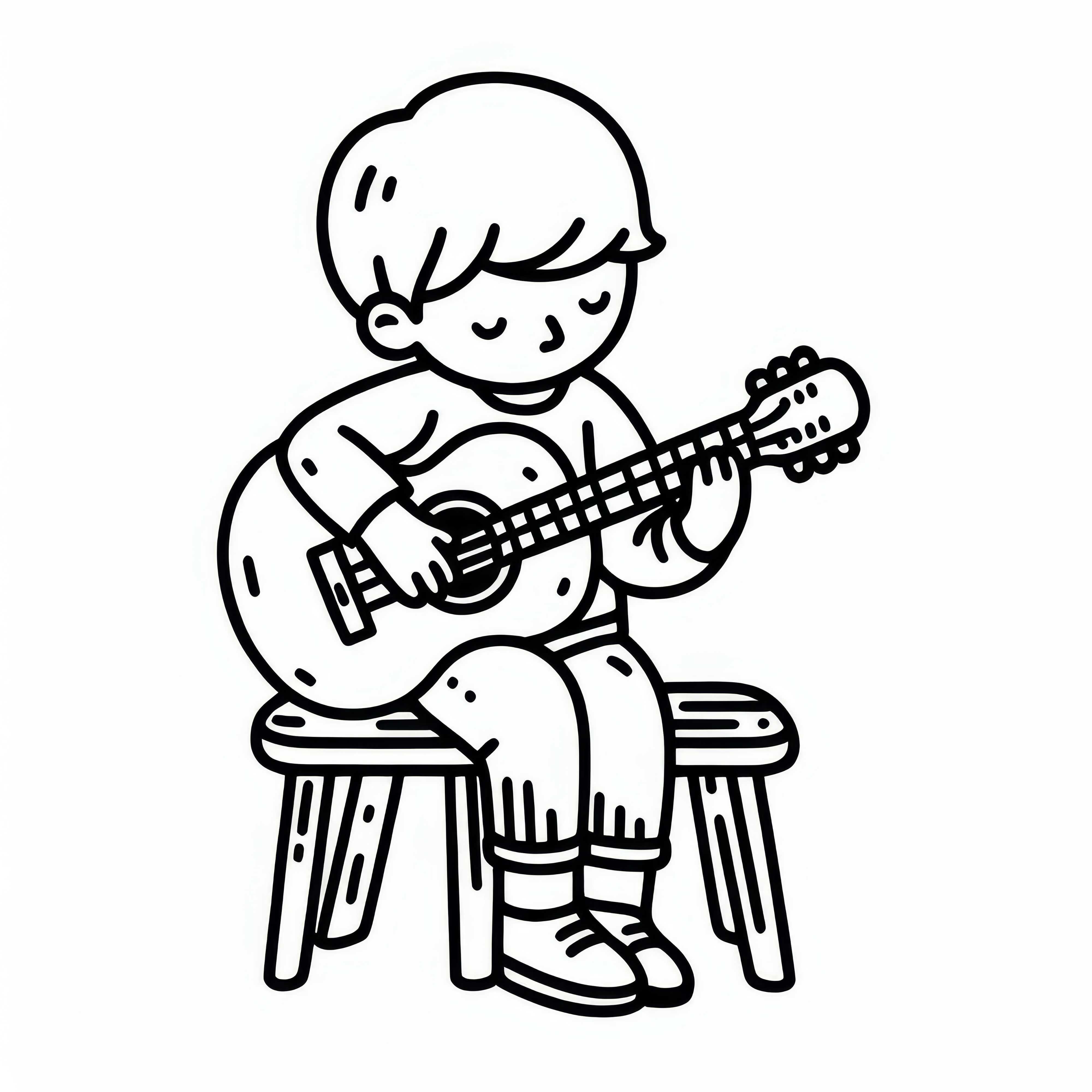 Dibujo para colorear de tocar la guitarra para tu hobby – descarga gratuita