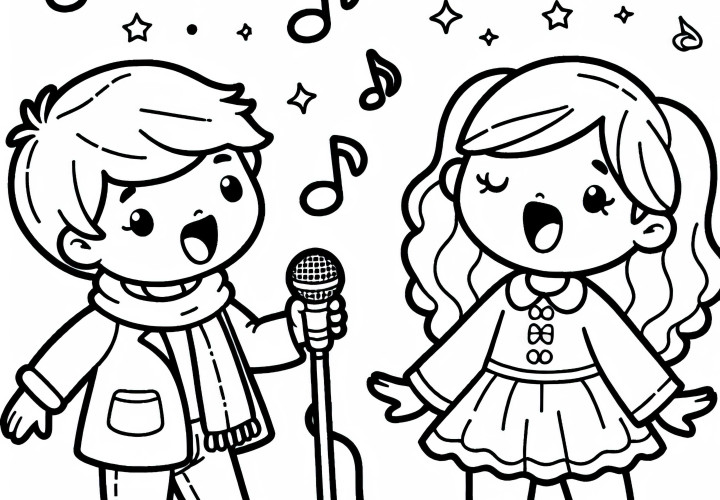 Plantilla de colorear de cantar para tu hobby musical - Descarga gratis