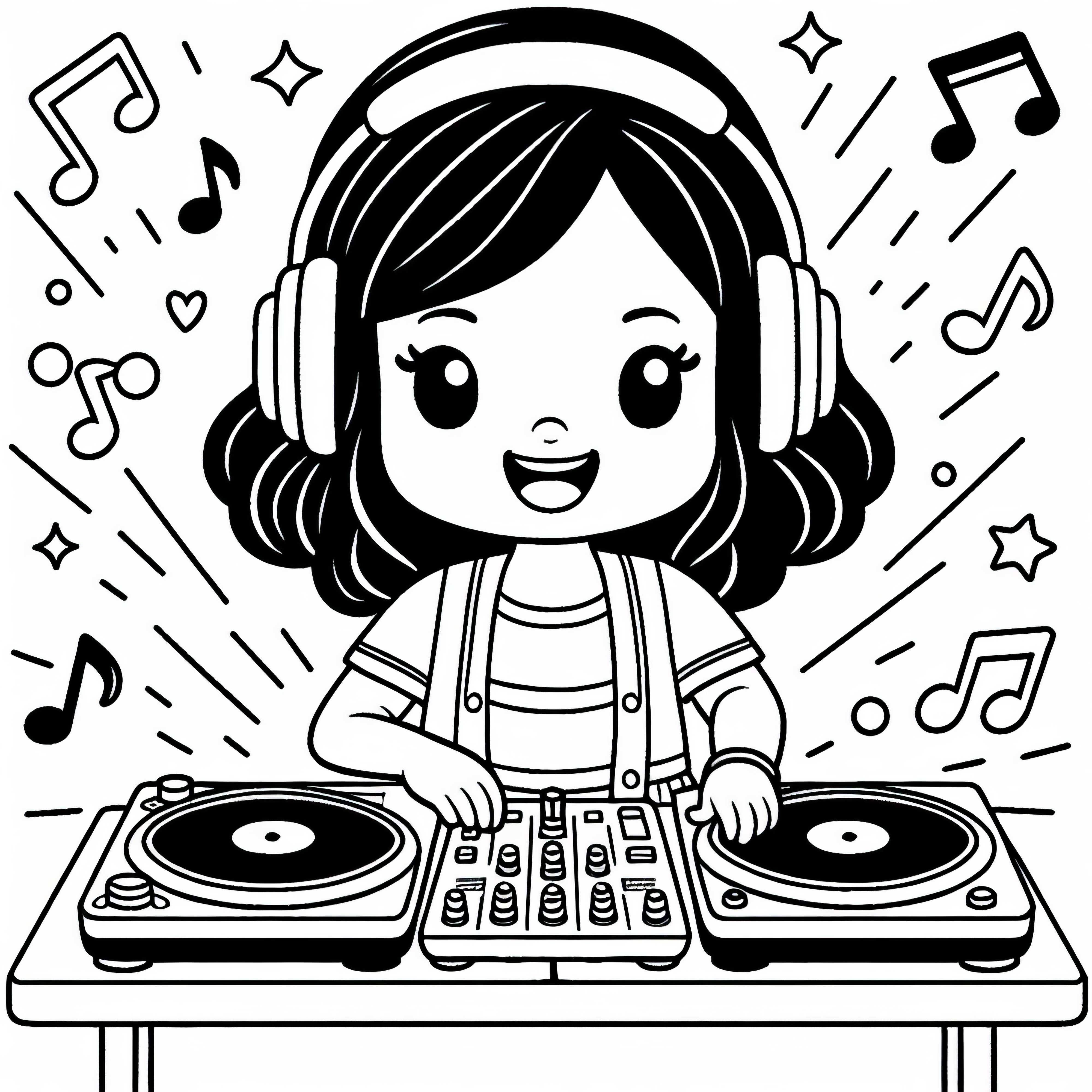 Plantilla de dibujo de DJ para aficionados - Imagen para colorear gratuita