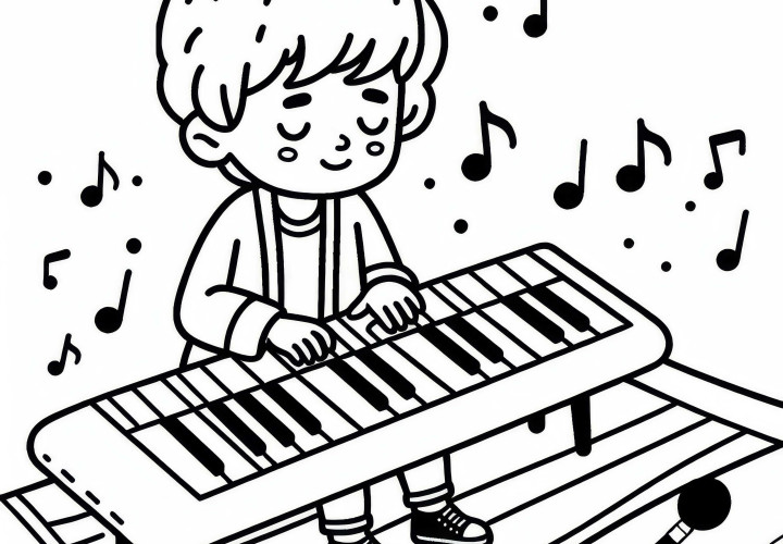 Plantilla para colorear de teclado de forma gratuita