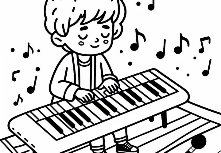 Klaviatūras spēlēšanas krāsojamā lapa bez maksas