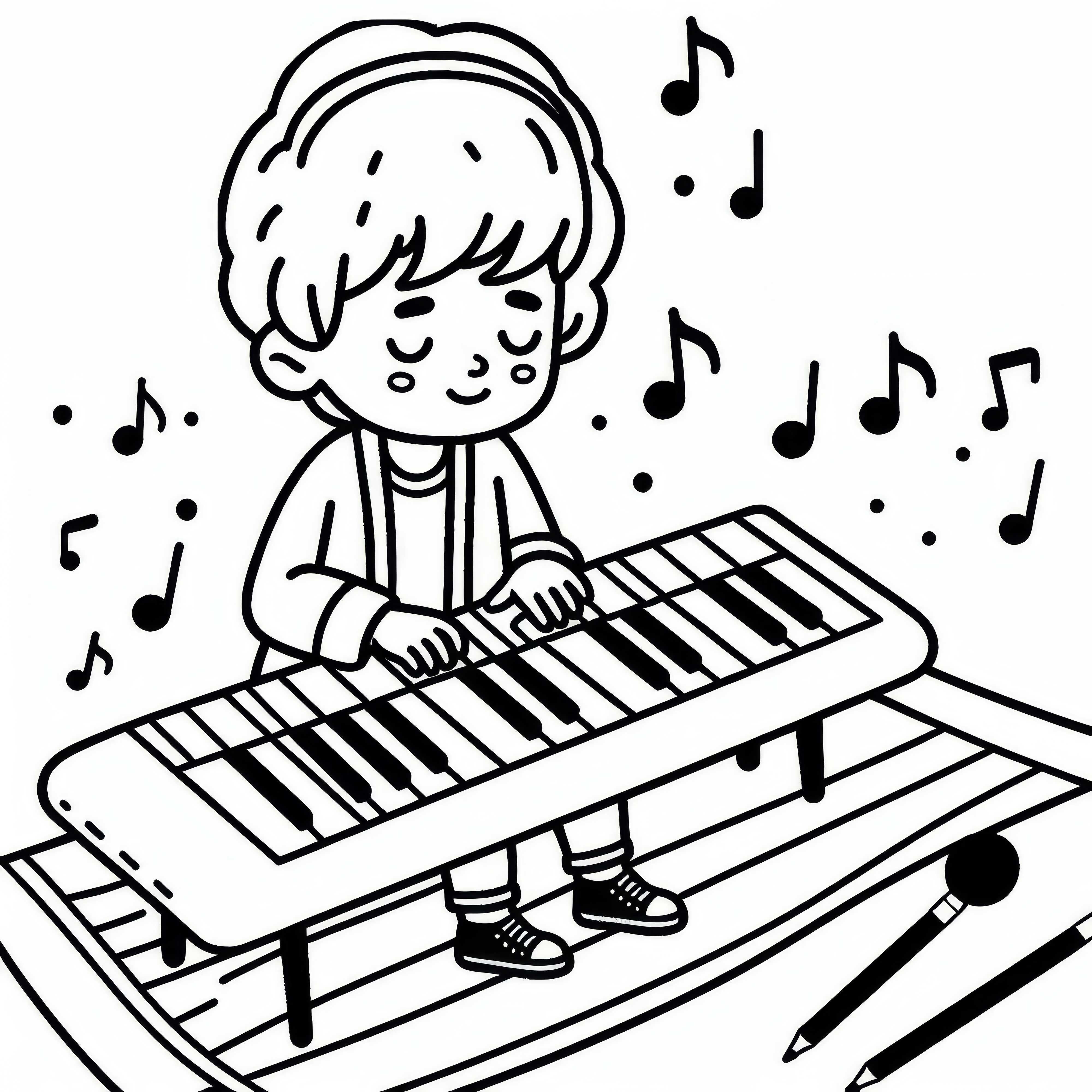 Plantilla para colorear de tocar el teclado gratis Plantilla de dibujo de teclado para jugar gratis