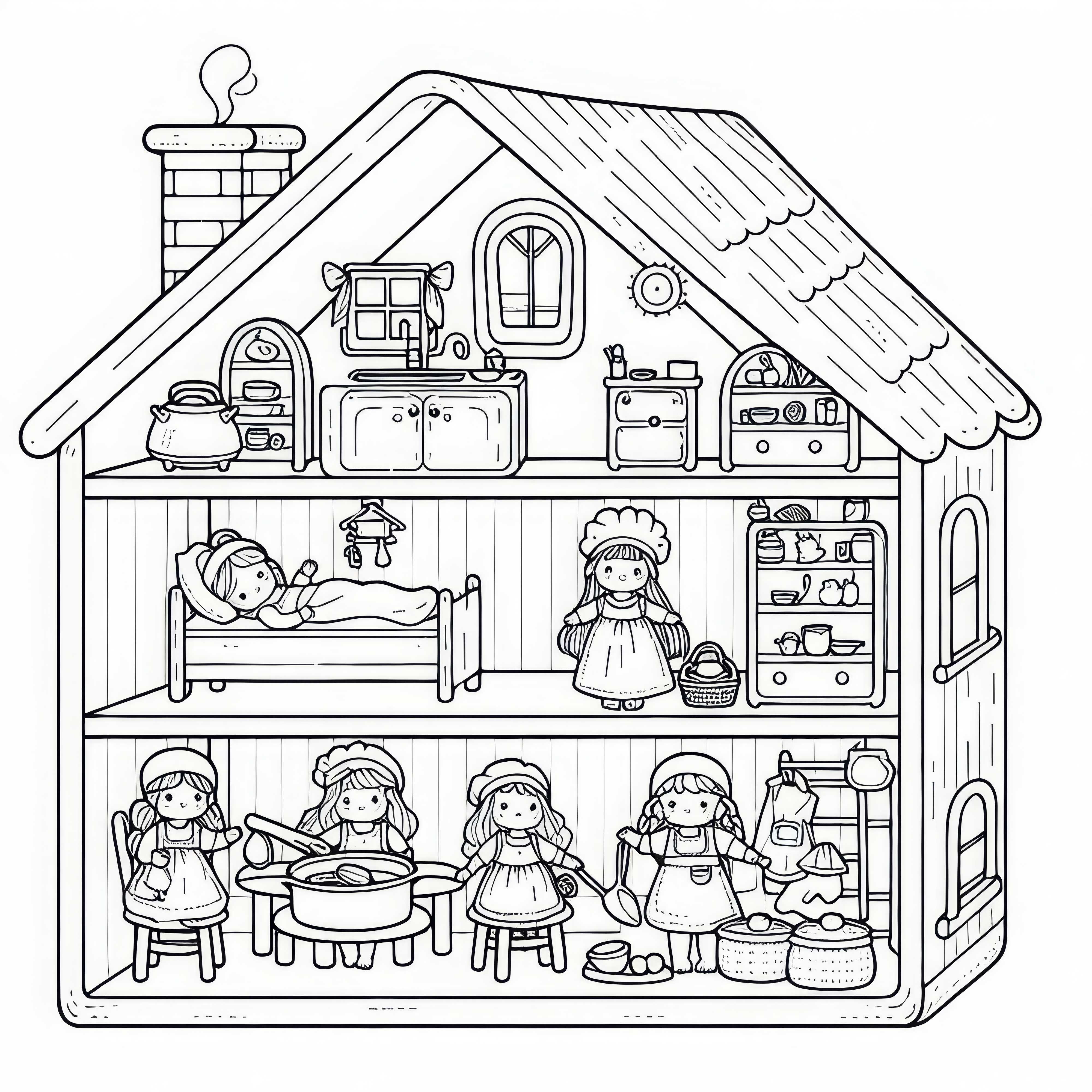 Раскраска домика для кукол бесплатно Раскраска для кукольного домика бесплатно
