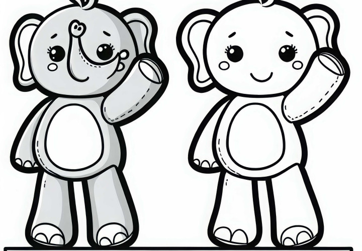 Elephant stuffed toys wave friendly from the shelf coloring page free