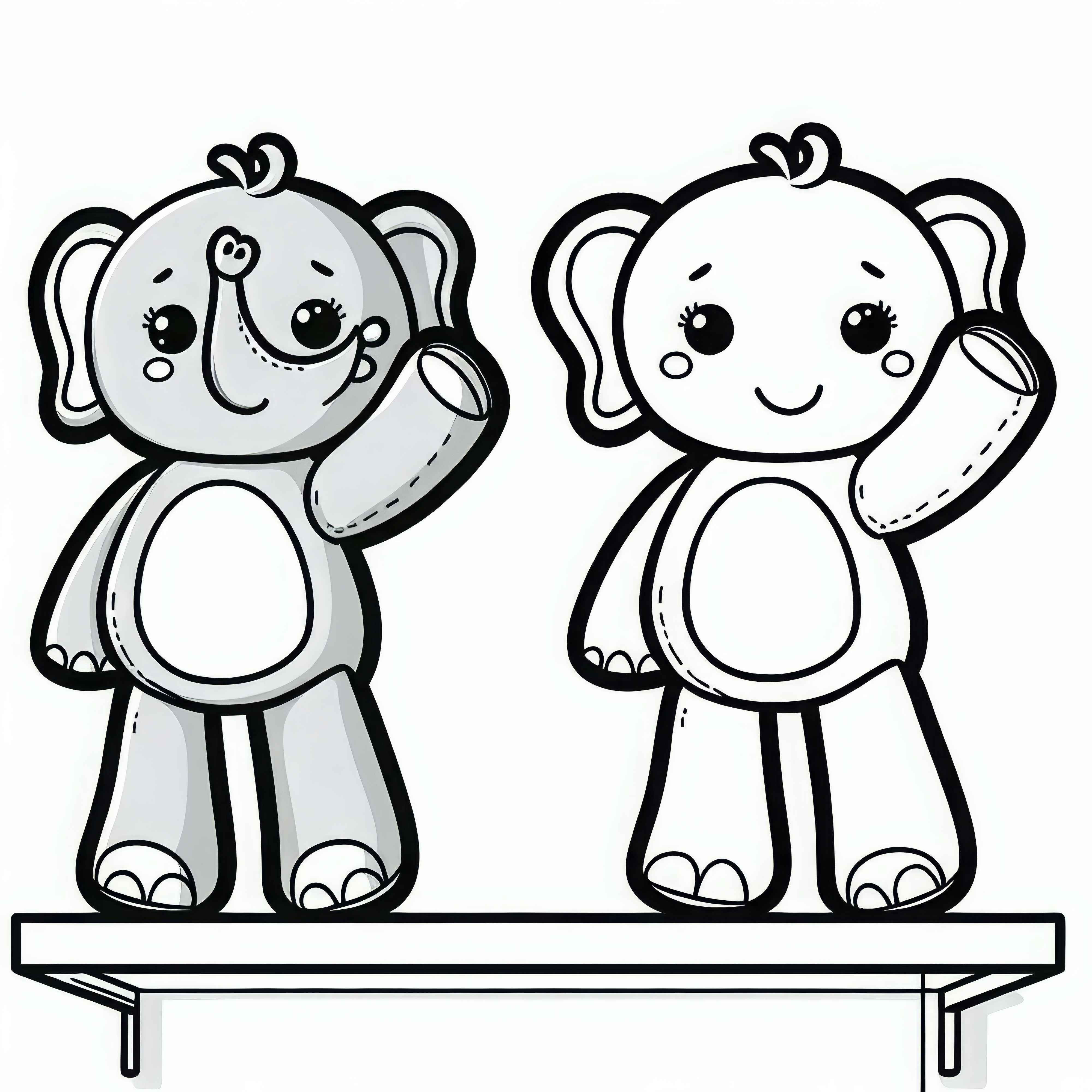 Elephant stuffed animals wave friendly from the shelf coloring template free