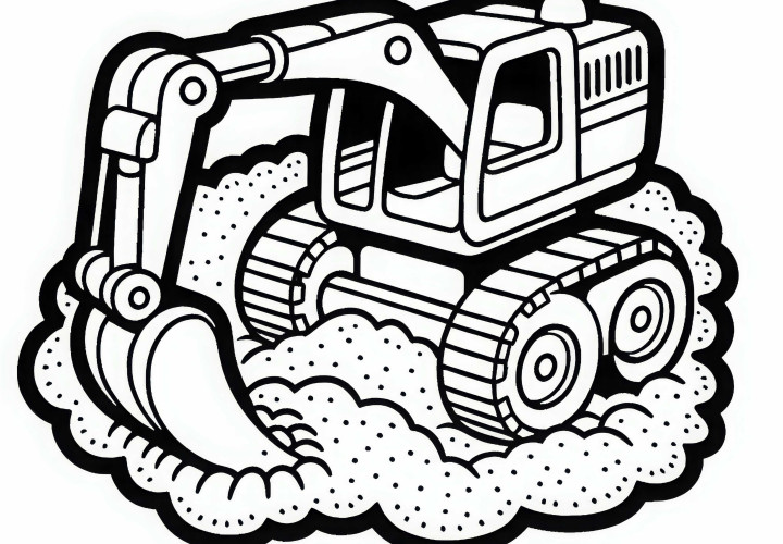 Игрушечный экскаватор поднимает песок – бесплатный раскраска