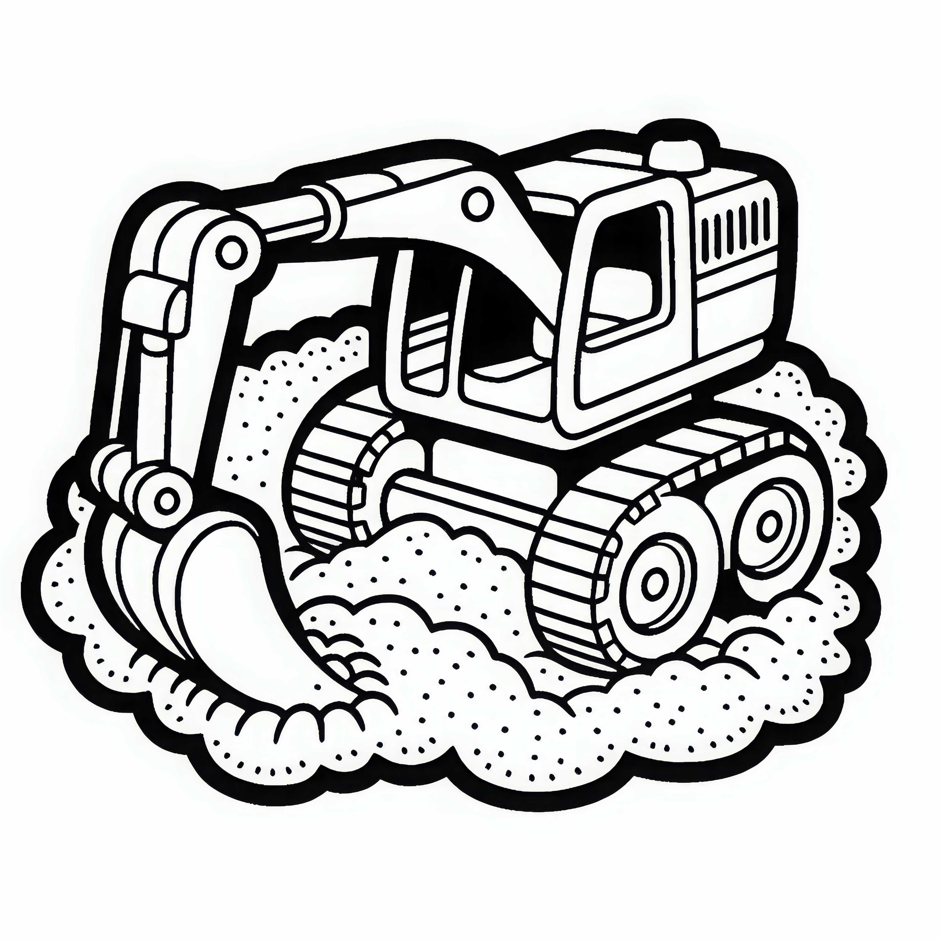 Игрушечный экскаватор копает песок – бесплатная раскраска Игрушечный экскаватор поднимает песок - бесплатный раскрасочный шаблон