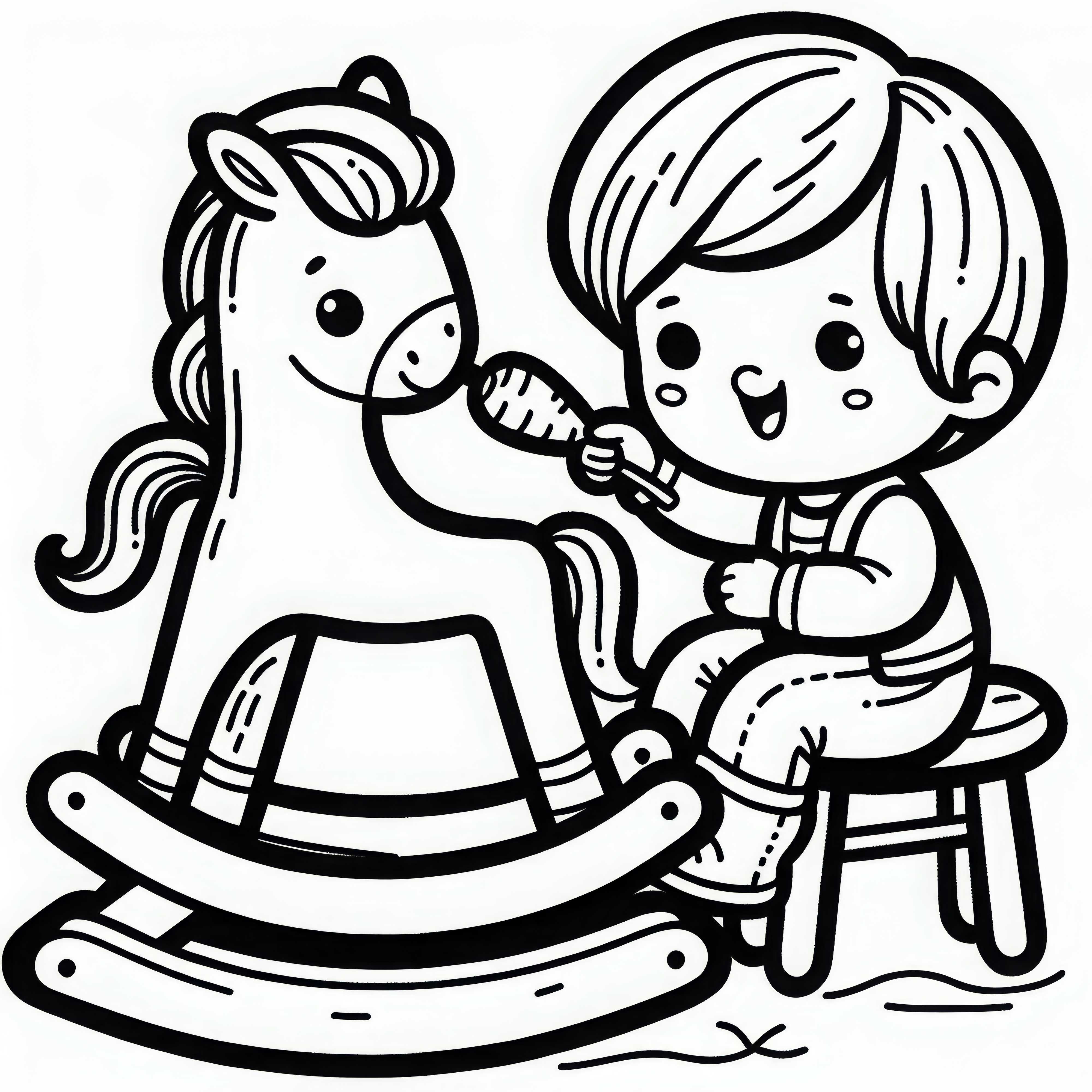 Ребёнок игриво кормит качалку морковкой – бесплатный раскраска Ребёнок игриво кормит качалку морковкой – бесплатная раскраска