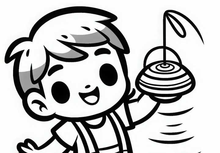 Ребенок гордо демонстрирует трюк с йо-йо – Бесплатный раскраску