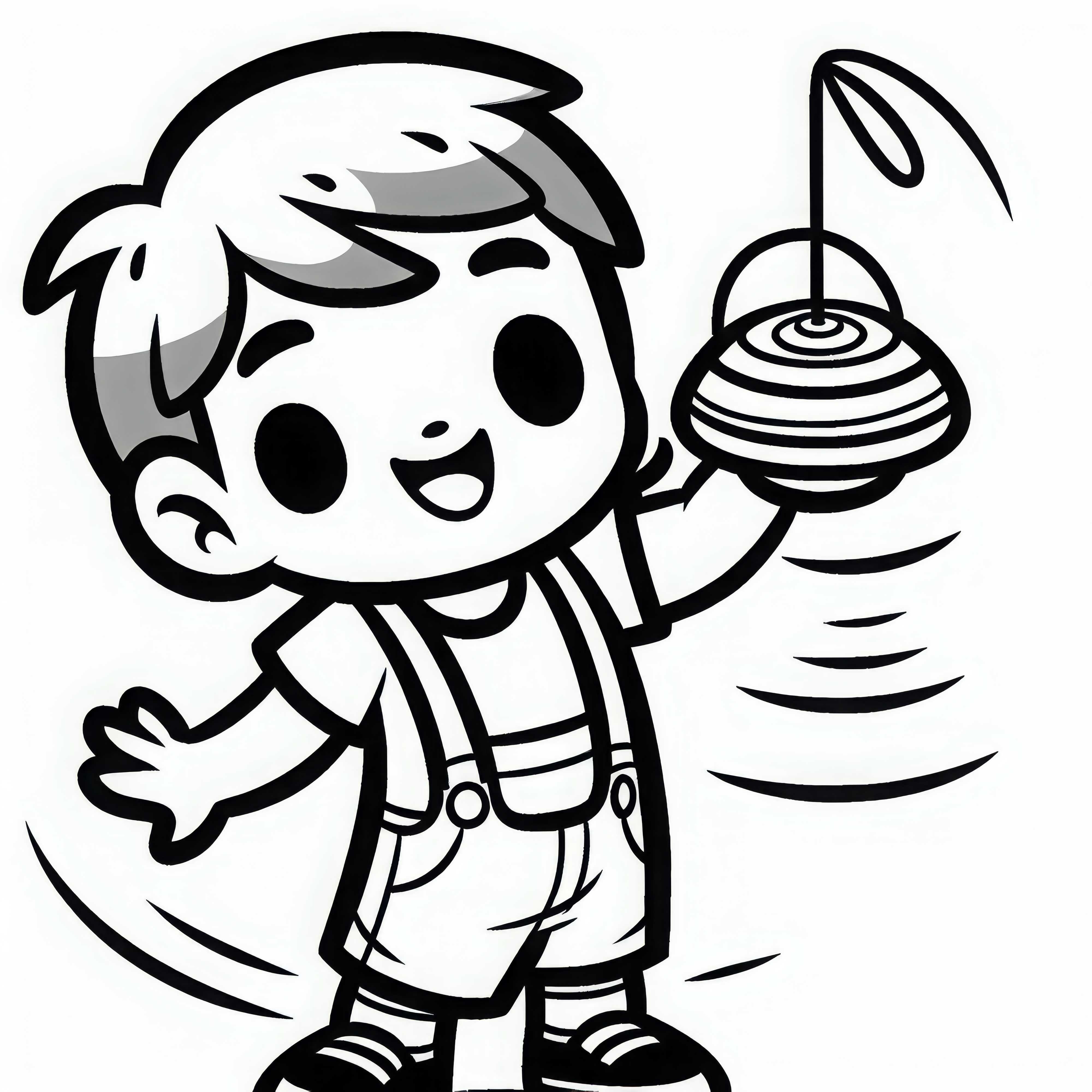 Anak menunjukkan trik Jo-Jo dengan bangga - Template mewarnai gratis