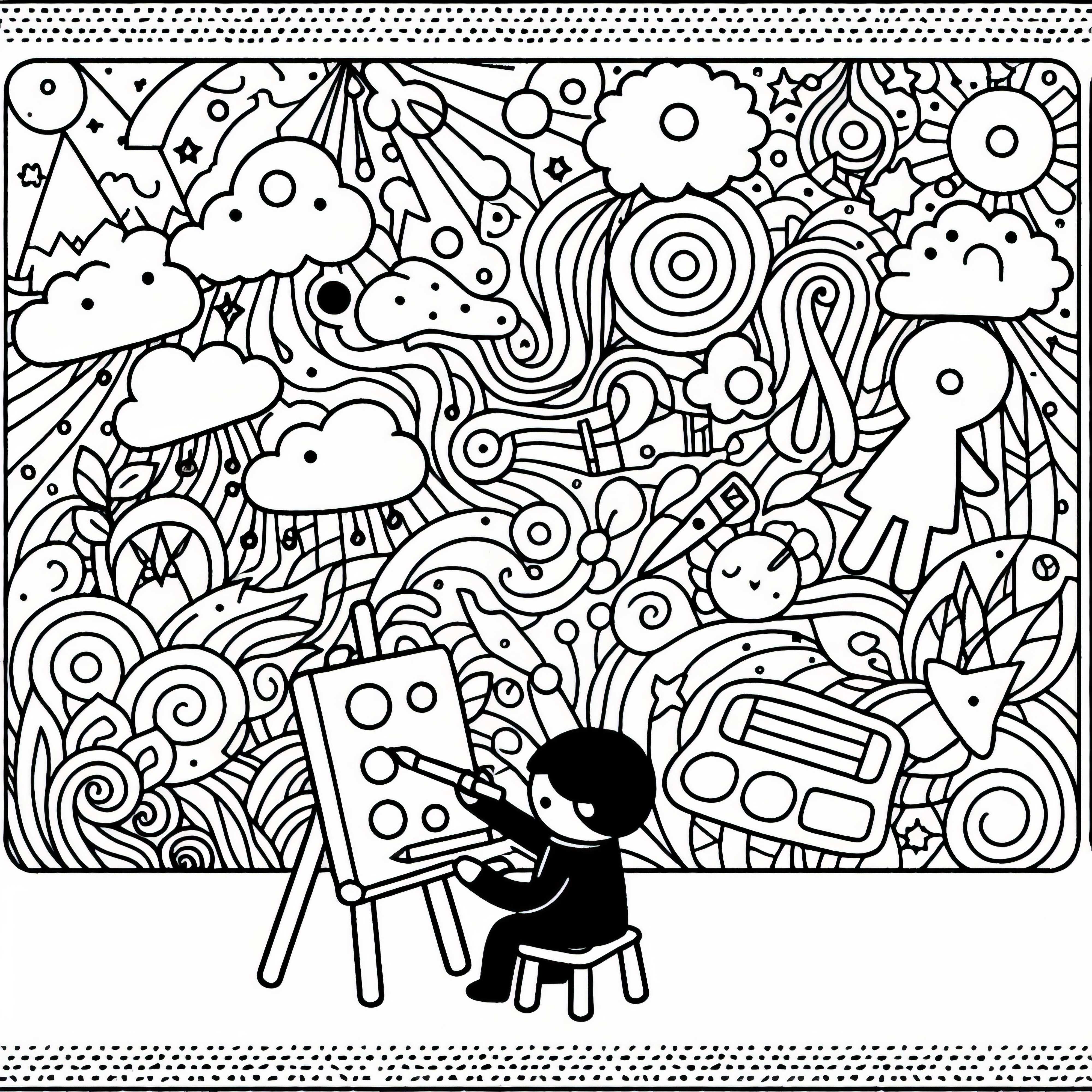 Children draw a creative coloring page - free to download Children draw a imaginative coloring picture - free to download