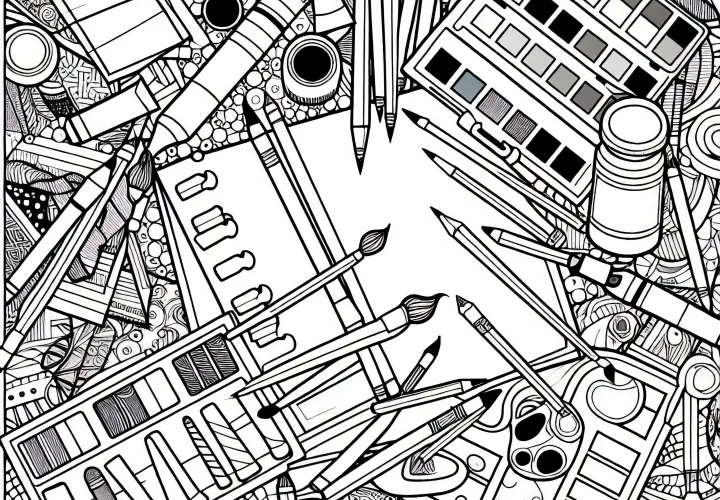 Яркие карандаши на креативно разбросанной бумаге