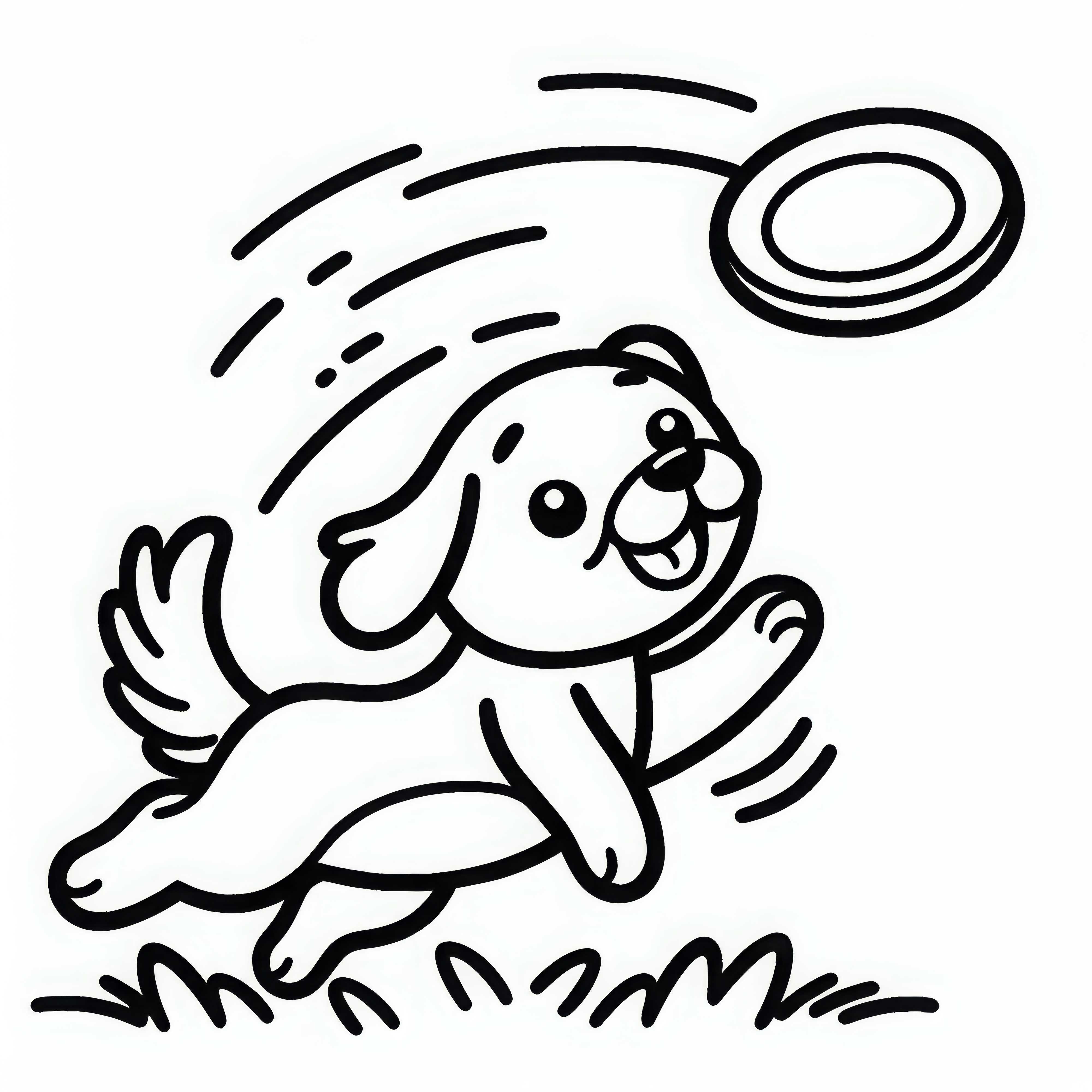 Собака гонится за летающим фрисби – Раскраска бесплатно Собака гонится за летающим фрисби – Бесплатная раскраска