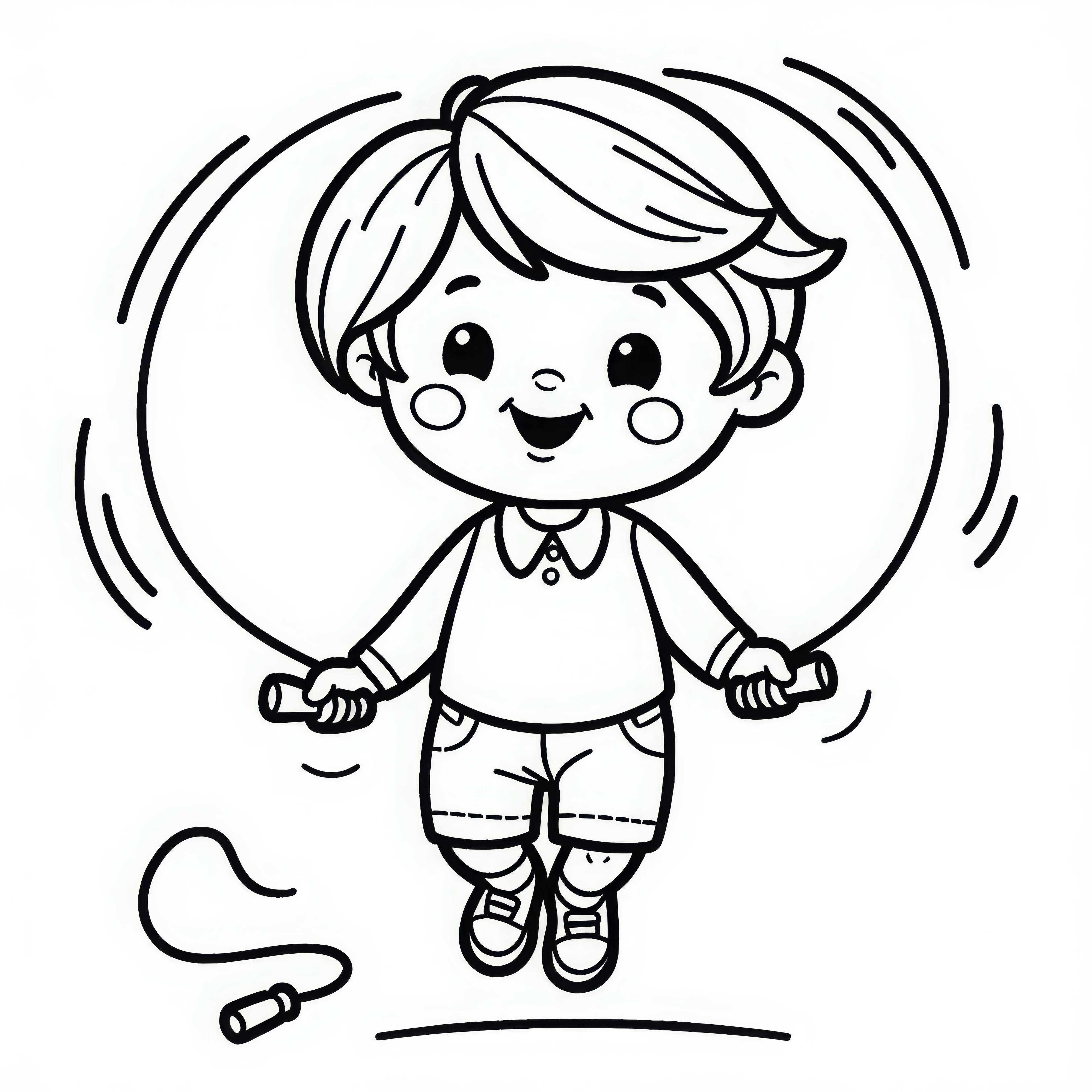 Дети, прыгающие через скакалку - Раскраска бесплатно Дети, прыгающие через скакалку - Бесплатный раскраска