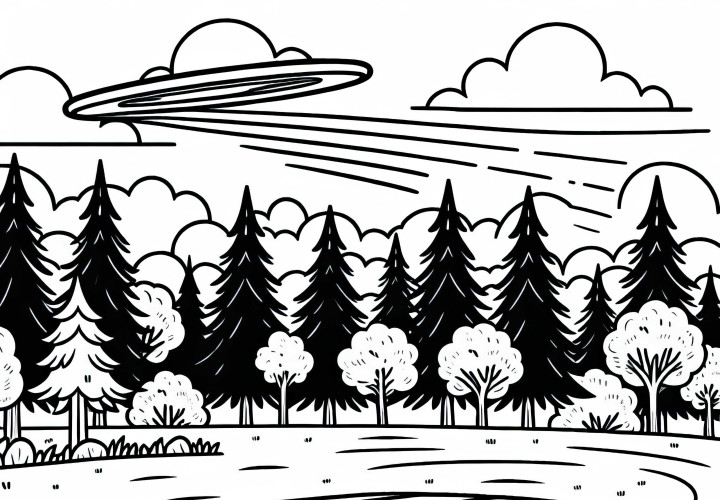 Фрисби элегантно летит по парку: Бесплатный раскраски