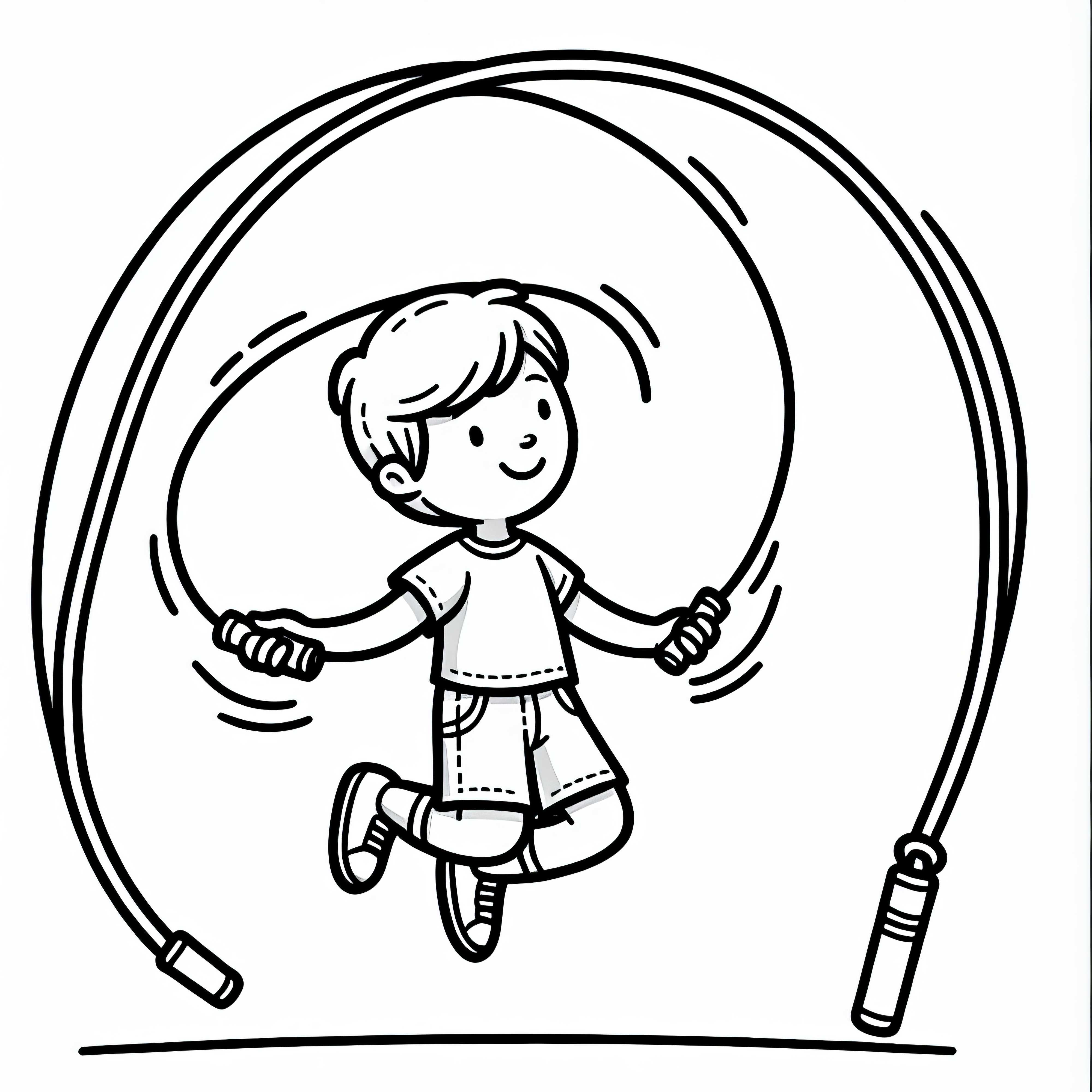 Ребёнок учит трюки со скакалкой – Раскраска бесплатно Ребёнок учит трюки со скакалкой – раскраска бесплатно